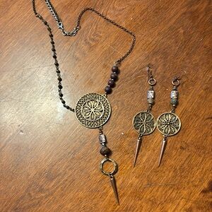 Upcycled rustic Necklace set with earrings by @londonerus